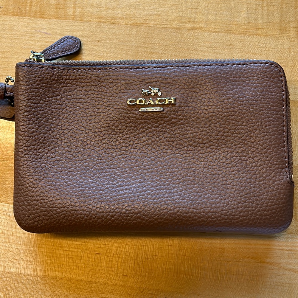 Coach leather wristlet wallet